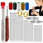 JUNCHONG Sewing Set 41Pcs Sewing Tool Set, Big Eye Steel Sewing Needles Kit with 30 Needles & Seam Ripper, Beginner Sewing Work Set