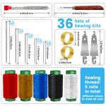 JUNCHONG Sewing Set 36Pcs Sewing Tool Set, Big Eye Steel Sewing Needles Kit with 25 Needles & Seam Ripper, Beginner Sewing Work Set