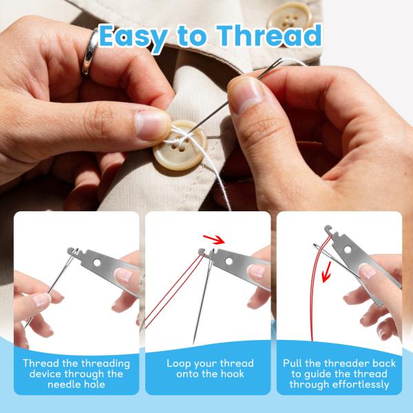 JUNCHONG Sewing Set 41Pcs Sewing Tool Set, Big Eye Steel Sewing Needles Kit with 30 Needles & Seam Ripper, Beginner Sewing Work Set