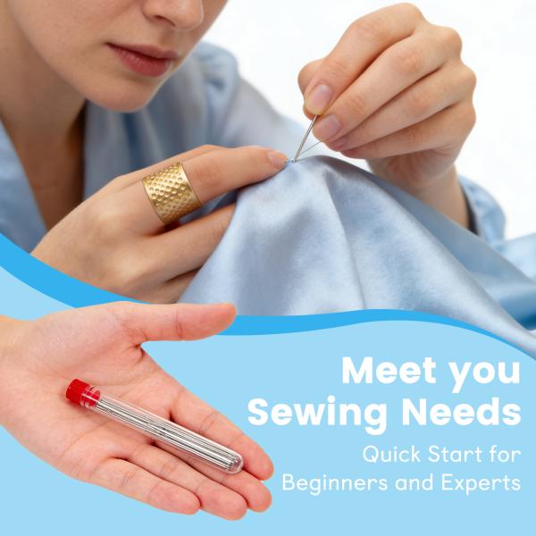 JUNCHONG Sewing Set 41Pcs Sewing Tool Set, Big Eye Steel Sewing Needles Kit with 30 Needles & Seam Ripper, Beginner Sewing Work Set