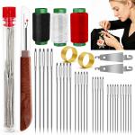 JUNCHONG Sewing Set 39Pcs Sewing Tool Set, Big Eye Steel Sewing Needles Kit with 30 Needles & Seam Ripper, Beginner Sewing Work Set
