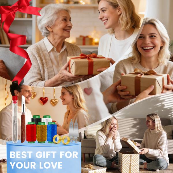 JUNCHONG Sewing Set 41Pcs Sewing Tool Set, Big Eye Steel Sewing Needles Kit with 30 Needles & Seam Ripper, Beginner Sewing Work Set