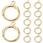 JUNCHONG 12Pcs Earring Hooks, Round Small Huggie Hoop with Loop Ear Leverback Hooks, Hypoallergenic 14mmx2mm Earring Findings for Jewelry Making, Gold