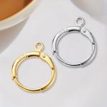 JUNCHONG 12Pcs Earring Hooks, Round Small Huggie Hoop with Loop Ear Leverback Hooks, Hypoallergenic 14mmx2mm Earring Findings for Jewelry Making, Gold+Silver