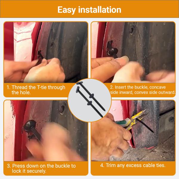 JUNCHONG Upgrade Cable Tie Buckle, Heavy Duty Self-Locking Nylon Zip Ties, Universal Zipper Clip Retainer for Car Repair, Office, Workshop & Shelves, Black-50Pcs