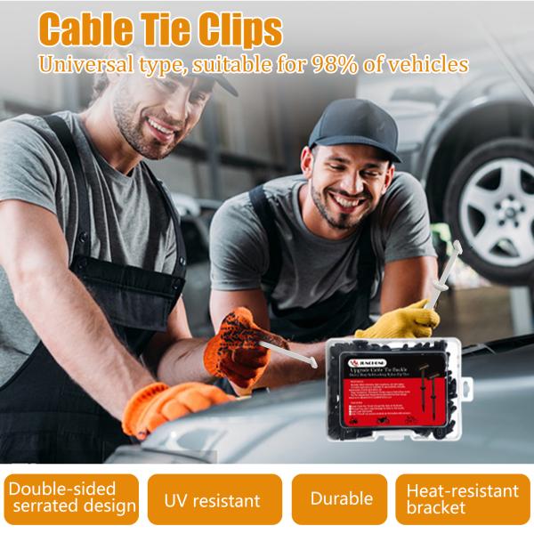 JUNCHONG Upgrade Cable Tie Buckle, Heavy Duty Self-Locking Nylon Zip Ties, Universal Zipper Clip Retainer for Car Repair, Office, Workshop & Shelves, White-30pcs