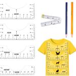 T-Shirt Ruler Guide for Vinyl Alignment, Craft Ruler with Guide Tool for Making Center Design,4 Pack Tshirt Measurement Guide Tool with Soft Ruler and Drawing Crayons(Transparent)