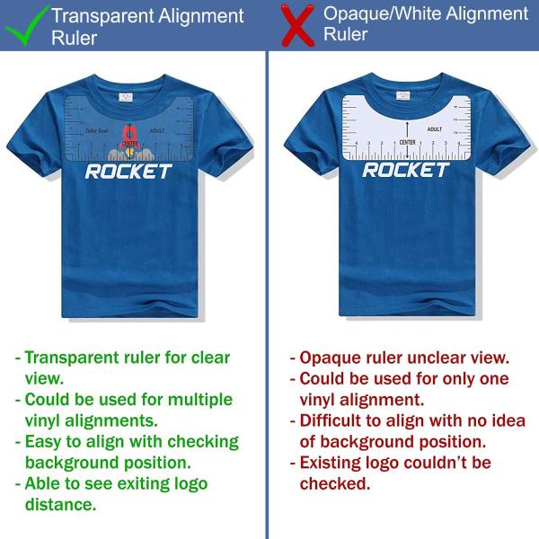 T-Shirt Ruler Guide for Vinyl Alignment, Craft Ruler with Guide Tool for Making Center Design,4 Pack Tshirt Measurement Guide Tool with Soft Ruler and Drawing Crayons(Transparent)