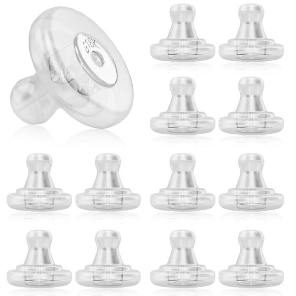 Silicone Earring Backs, 18K Gold Secure Locking Design for Studs, Hypoallergenic Replacement for Droopy Ears, No-Irritation Earring Backs for Men and Women(12 PCS)