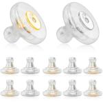 Silicone Earring Backs, 18K Gold Secure Locking Design for Studs, Hypoallergenic Replacement for Droopy Ears, No-Irritation Earring Backs for Men and Women(12 PCS)
