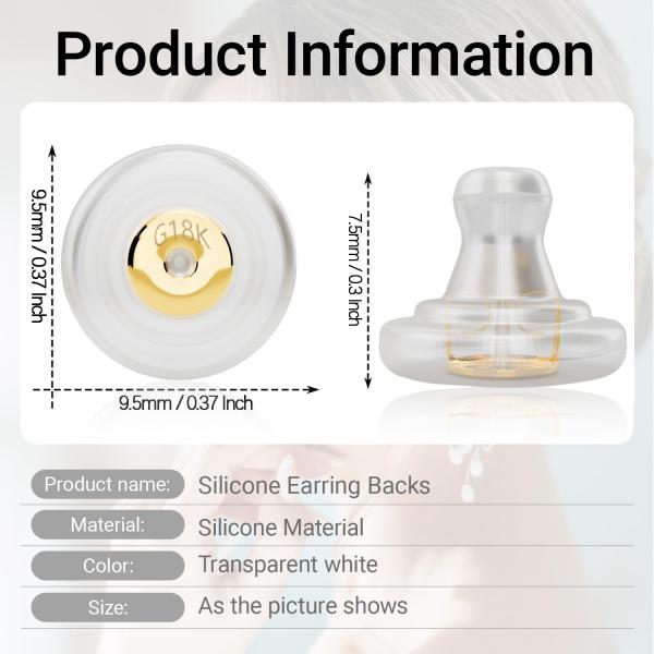 Silicone Earring Backs, 18K Gold Secure Locking Design for Studs, Hypoallergenic Replacement for Droopy Ears, No-Irritation Earring Backs for Men and Women(12 PCS)