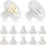 Silicone Earring Backs, 18K Gold Secure Locking Design for Studs, Hypoallergenic Replacement for Droopy Ears, No-Irritation Earring Backs for Men and Women(12 PCS)